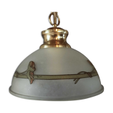 Art nouveau opaline pendant lamp