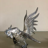 Vintage silver metal roosters