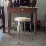 Vintage leather and chrome stool