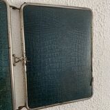 Miroir vintage 1950 triptyque barbier biseauté canard - 24 x 58 cm