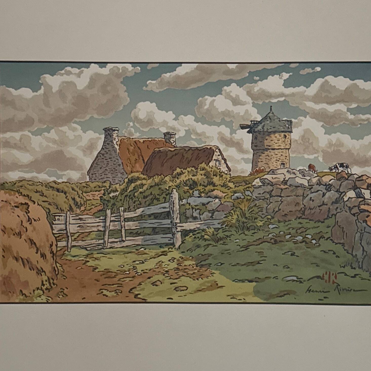 Lithograph by Henri Rivière Old Mill at Loguivy