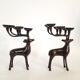 Pair of deer candle holders, bronzed brass