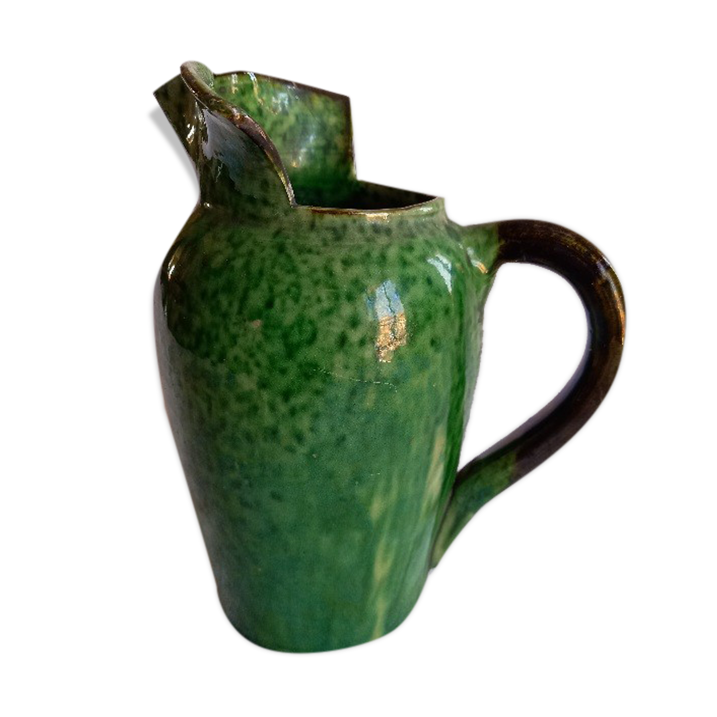 Pitcher "Vallauris" in glazed earth, green. AEGITN