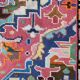 1960s Wool Rug with Vibrant Geometric Abstract Pattern