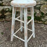 High stool in recycled style wood