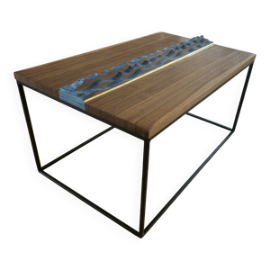 Table basse noyer paille