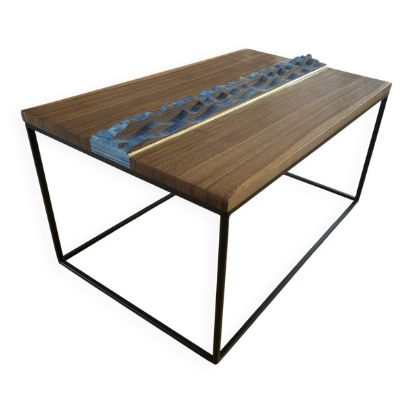 Table basse noyer paille