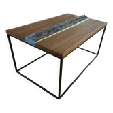 Table basse noyer paille
