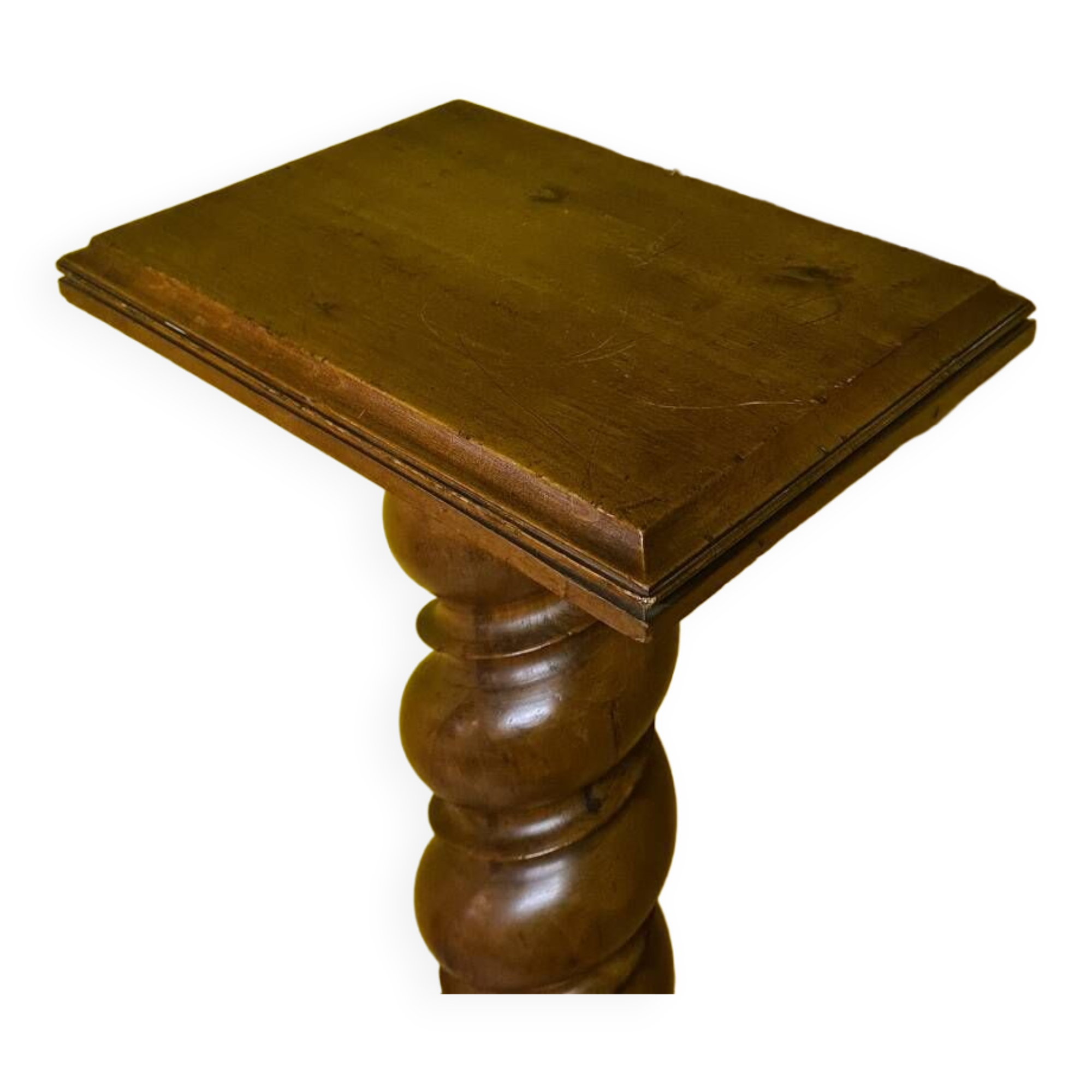 Large French Louis XIII style walnut barley twisted pillar from around 1870