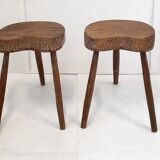 Pair of vintage brutalist stools 1960