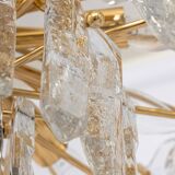 1 of 3 Palazzo chandelier in gilded brass and Murano glass, Kalmar, Austria, 1970s