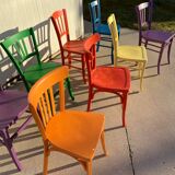 Set of 8 multi-colored bistro chairs