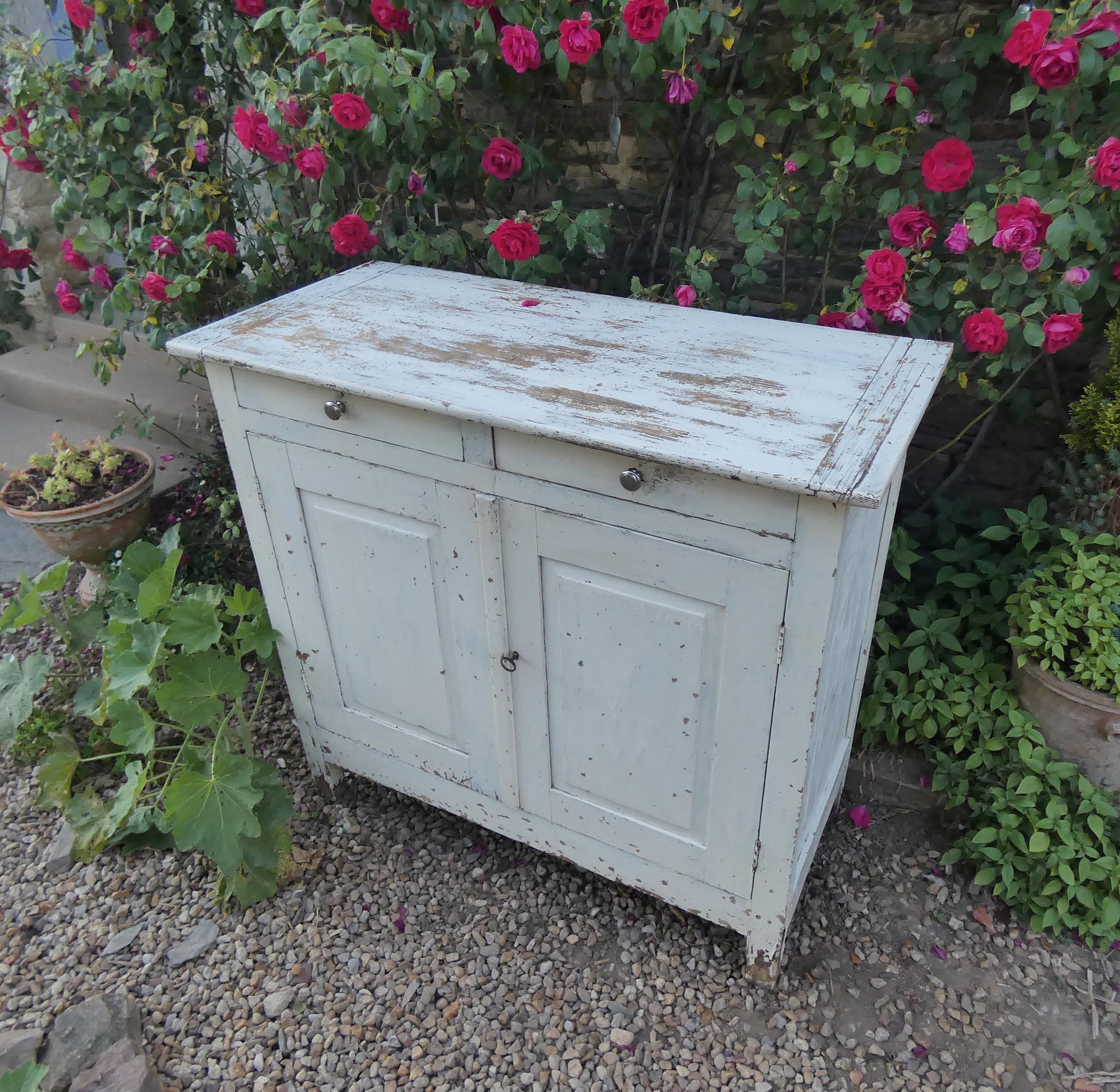 Old patinated wooden sideboard