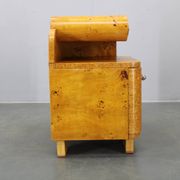 Pair of Art Deco burl wood nightstands, Czechoslovakia, 1940s