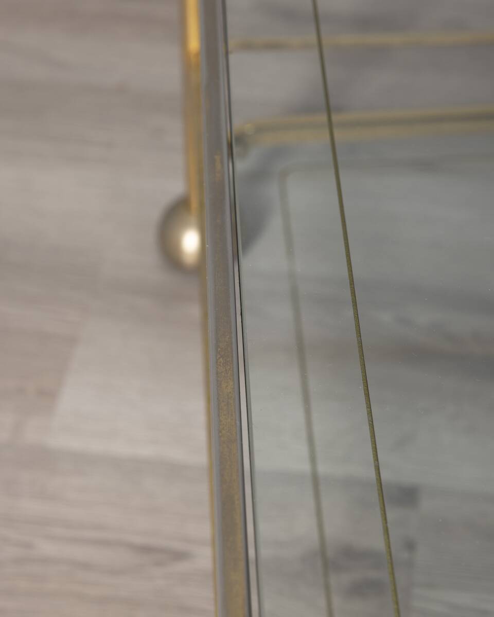 Vintage 1970s gold-plated metal and glass coffee table, designed by Allegri
