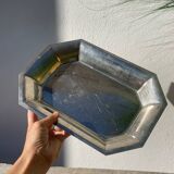 Octagonal silver-plated metal dish