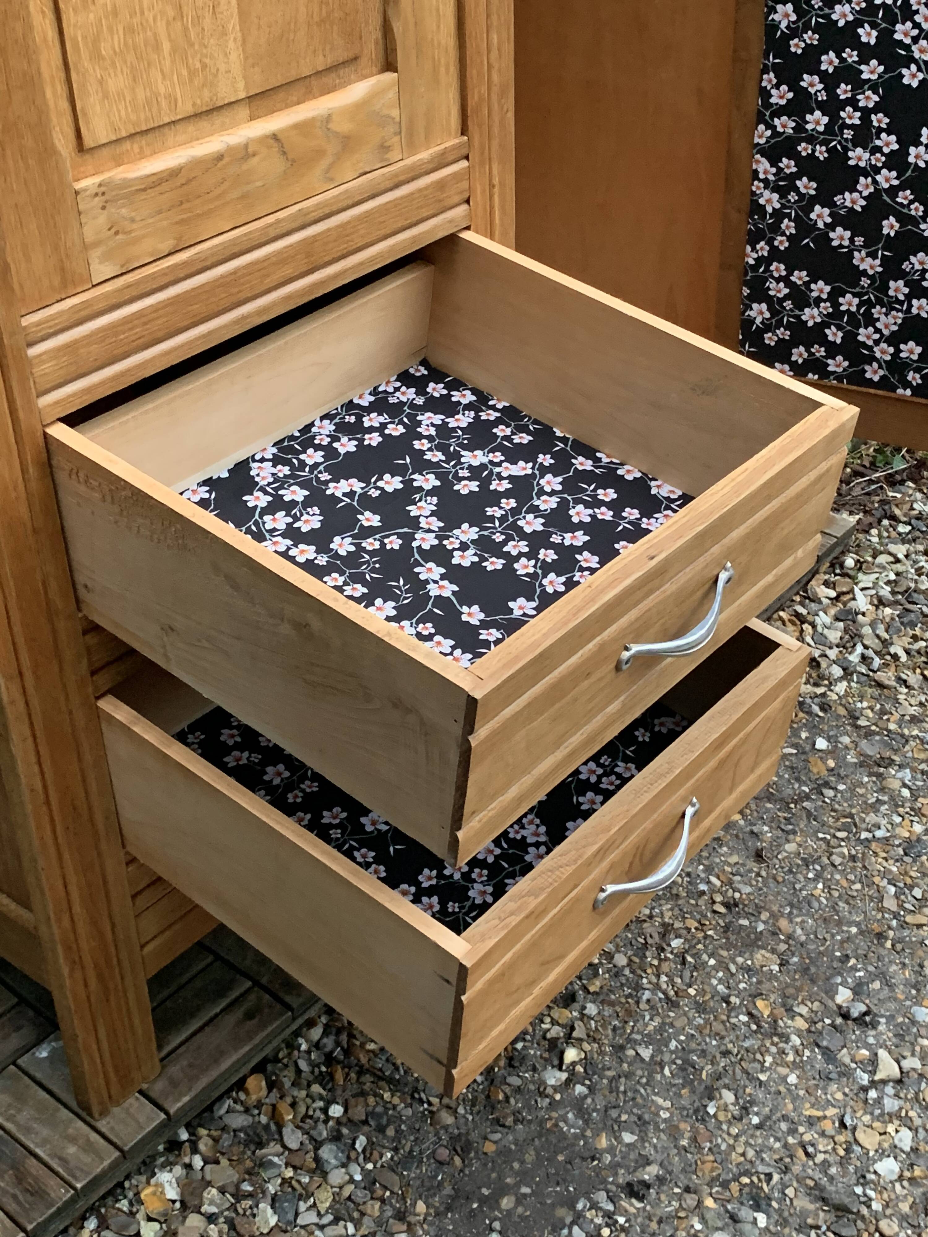 Parisian art deco hotel wardrobe in solid raw oak 1930