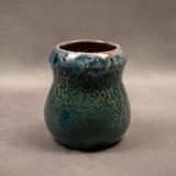 Petit vase en grès flammé aux nuances de bleu et d'orange