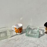 Pair of glass brick Lumax vintage design 60 Le corbustier