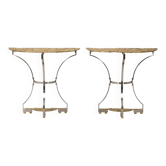 Pair of metal and bronze cast consoles. Contemporary.