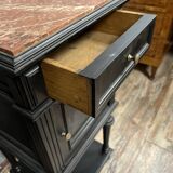 Table de nuit ou chevet style Louis XVI laqué noir