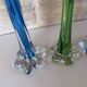 Trio de soliflore vase Murano vintage – verre soufflé bleu & vert – It