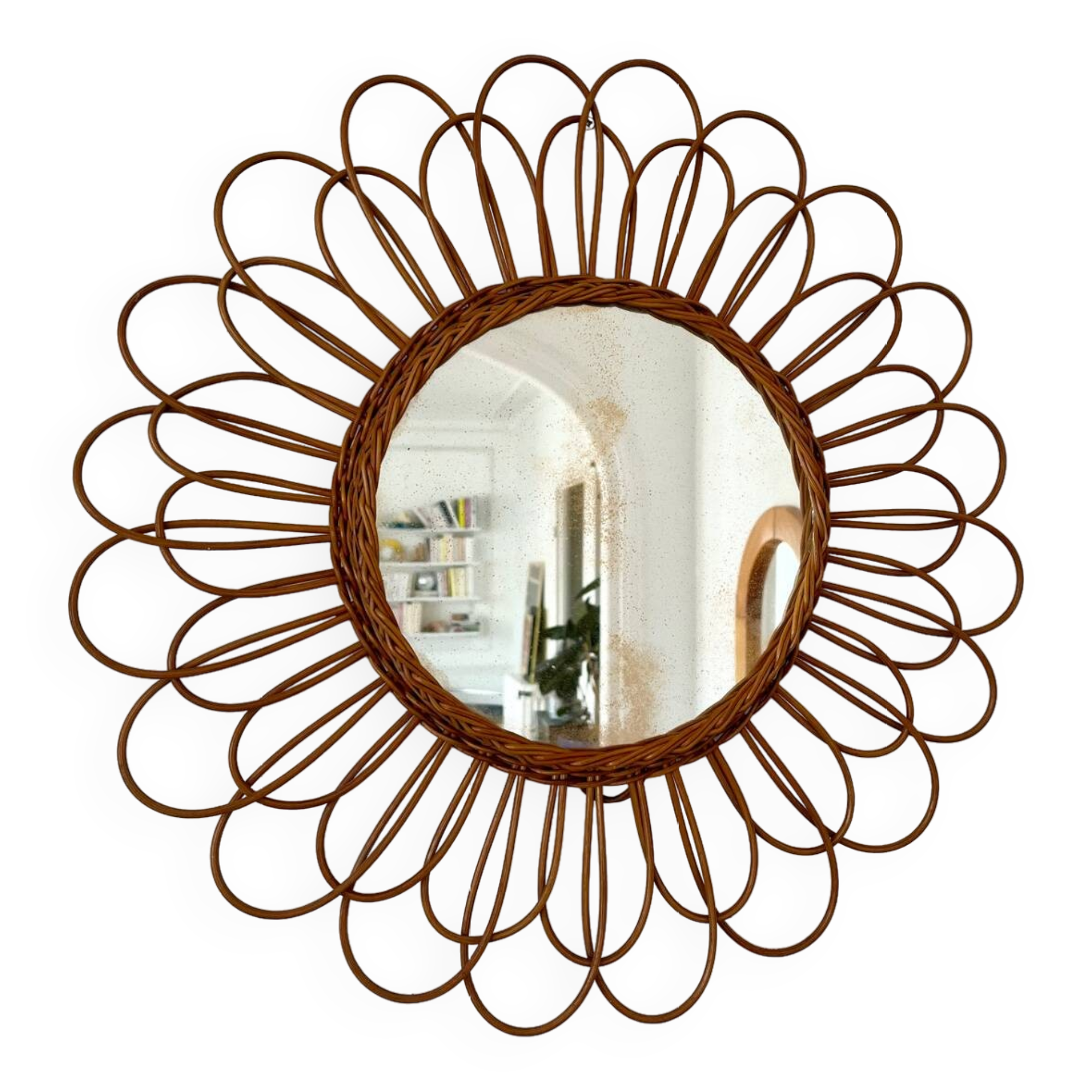 Vintage rattan mirror from the 60s