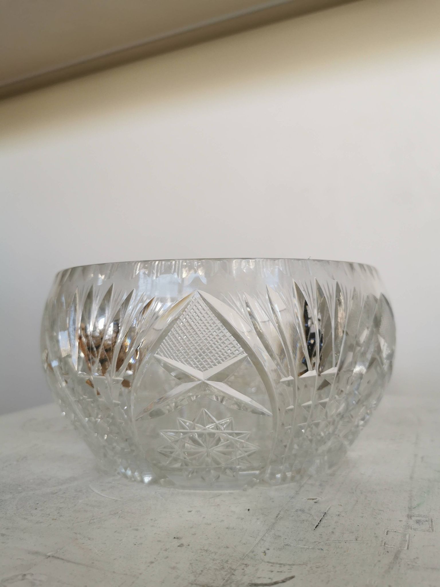 Vintage 1970s Lead Crystal Bowl: Bohemian Table Centerpiece
