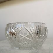 Vintage 1970s Lead Crystal Bowl: Bohemian Table Centerpiece