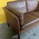 Danish vintage 2 seater brown leather sofa 1970s