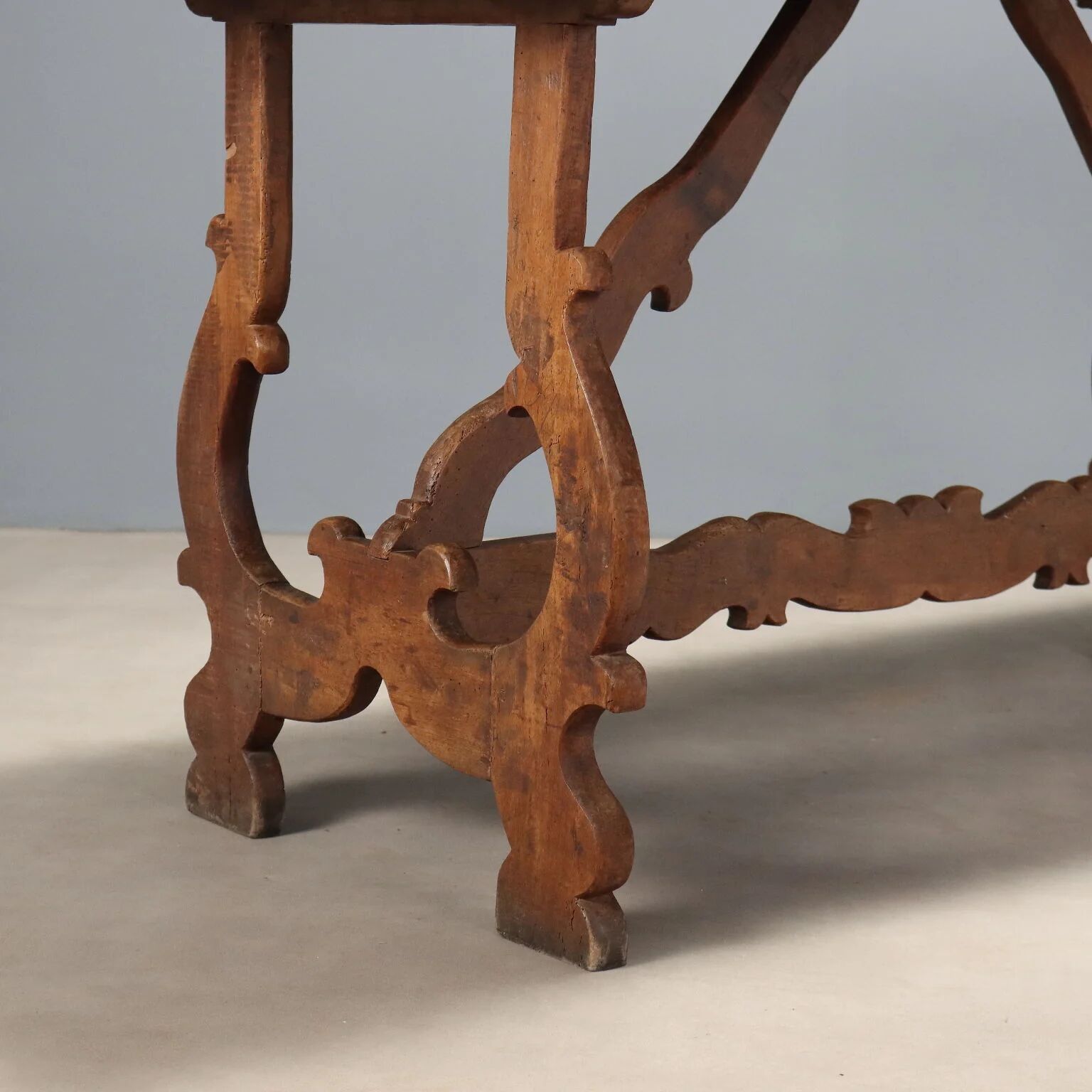 Old refectory table in walnut, Italy, 20th century
