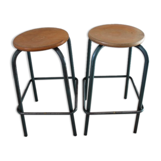 Pair of high industrial stools
