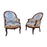 Paire de fauteuil gondole fin XIX ème en acajou