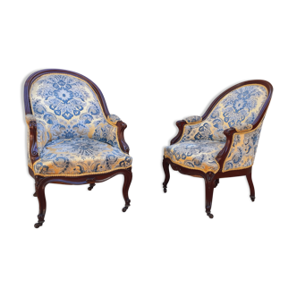 Paire de fauteuil gondole fin XIX ème en acajou