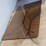 70's glass and chrome metal coffee table