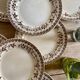 Set of 8 old flat plates in iron earth, decorations of HBC swallows