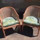 pair of gondola canned armchairs and their new cake