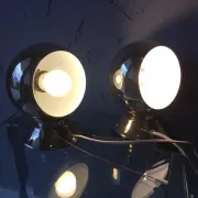 Pair of Abo Randers Eye Ball table lamps, brass-plated, Denmark, 1970s