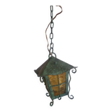 HAND WROUGHT IRON LANTERN WITH BRONZE PATINA 60'S