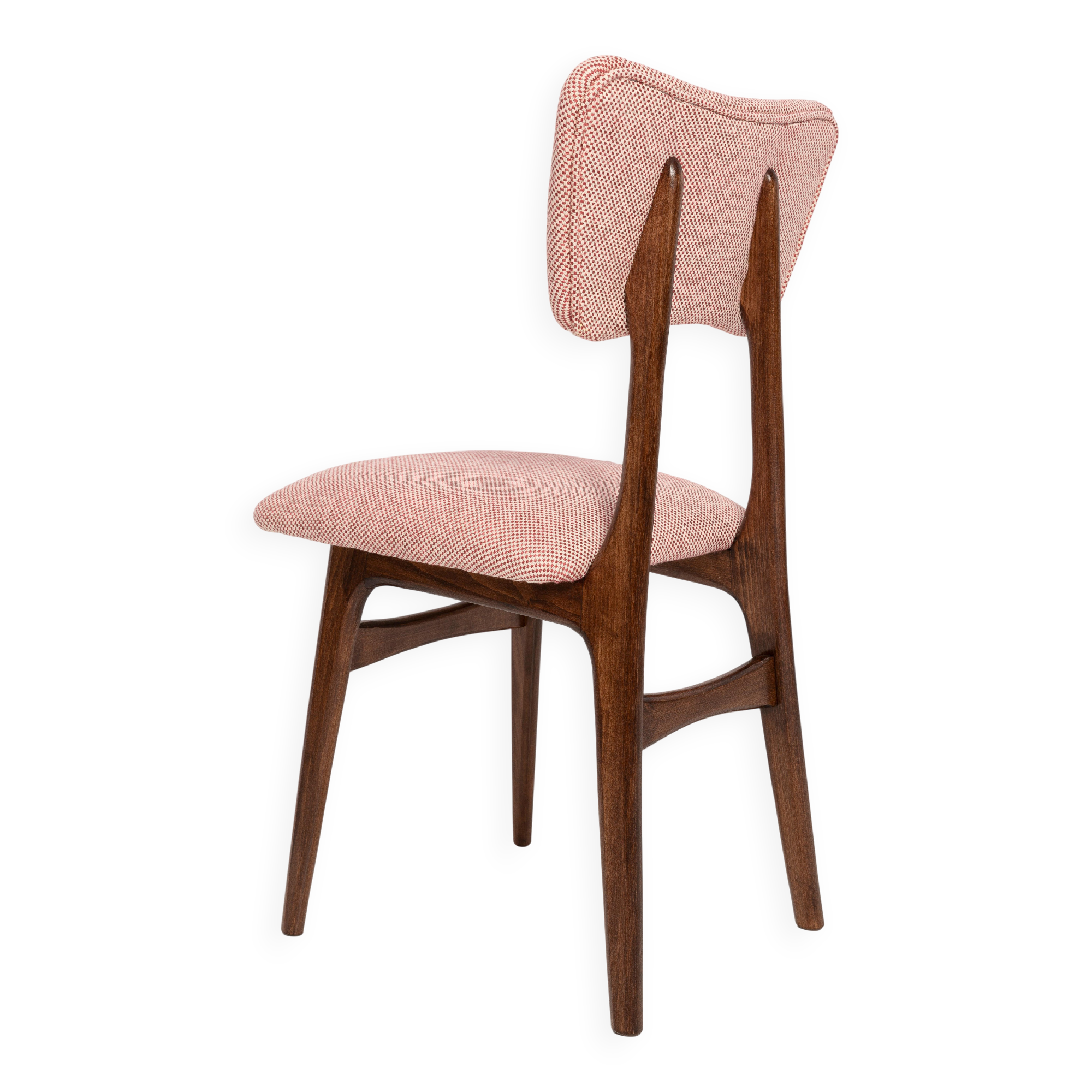 Mid-century butterfly dining chair, peony cotton, Poland, 1960s