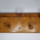 Coat rack with five hooks in natural wood, design, 60s, 50 cm