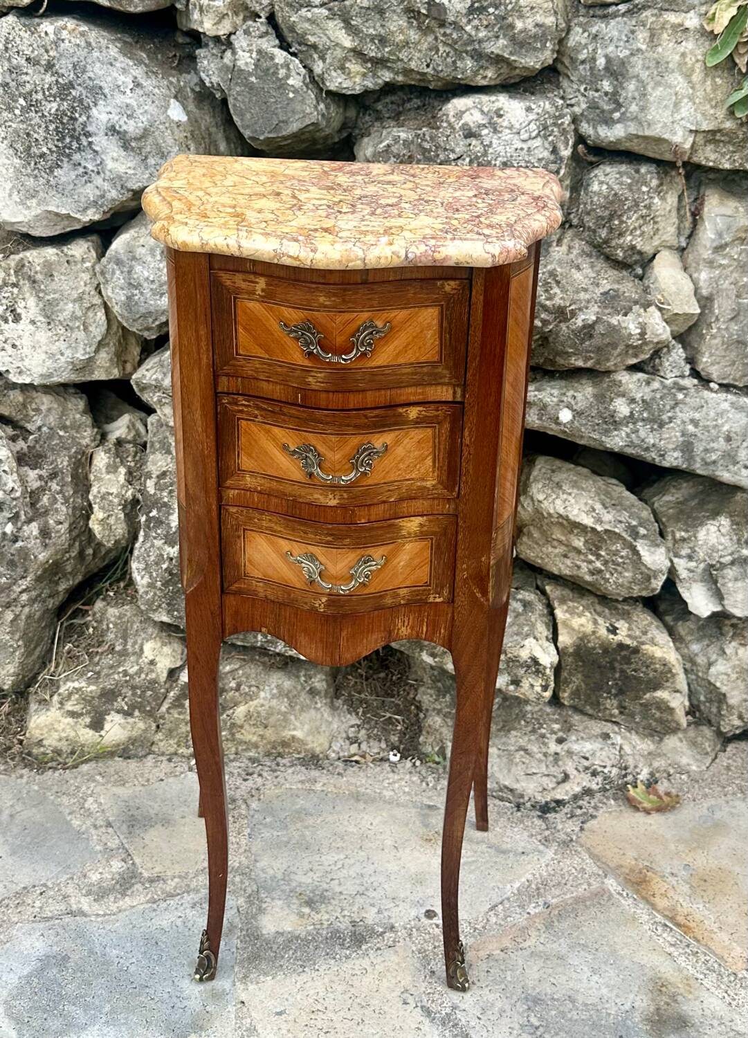 Small Louis XV style marquetry chiffonniere table