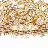 Golden brass chandelier with crystal glass inlays by Palwa, Germany, 1970s.