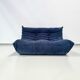 Canapé 2 places Togo en velours côtelé bleu attribué à Michel Ducaroy pour Ligne Roset, années 1970