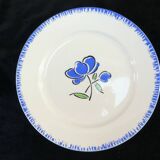 12 flat plates badonviller décor blue flower no digoin nº1