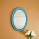 Miroir ancien biseauté oval XIX ème peint