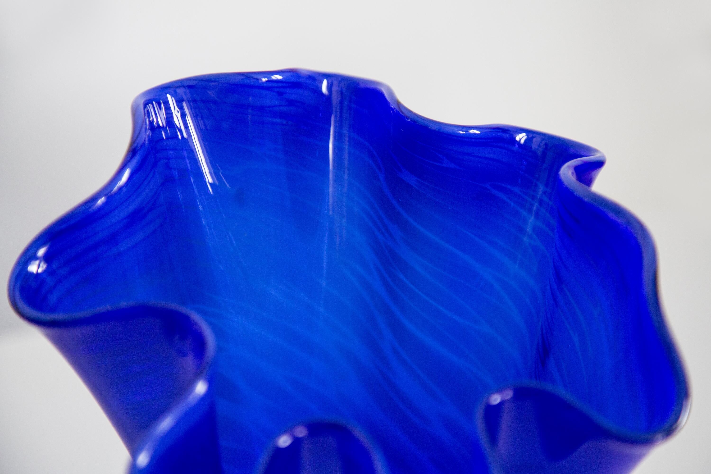 Vintage dark navy blue artistic vase from the mid-20th century.
