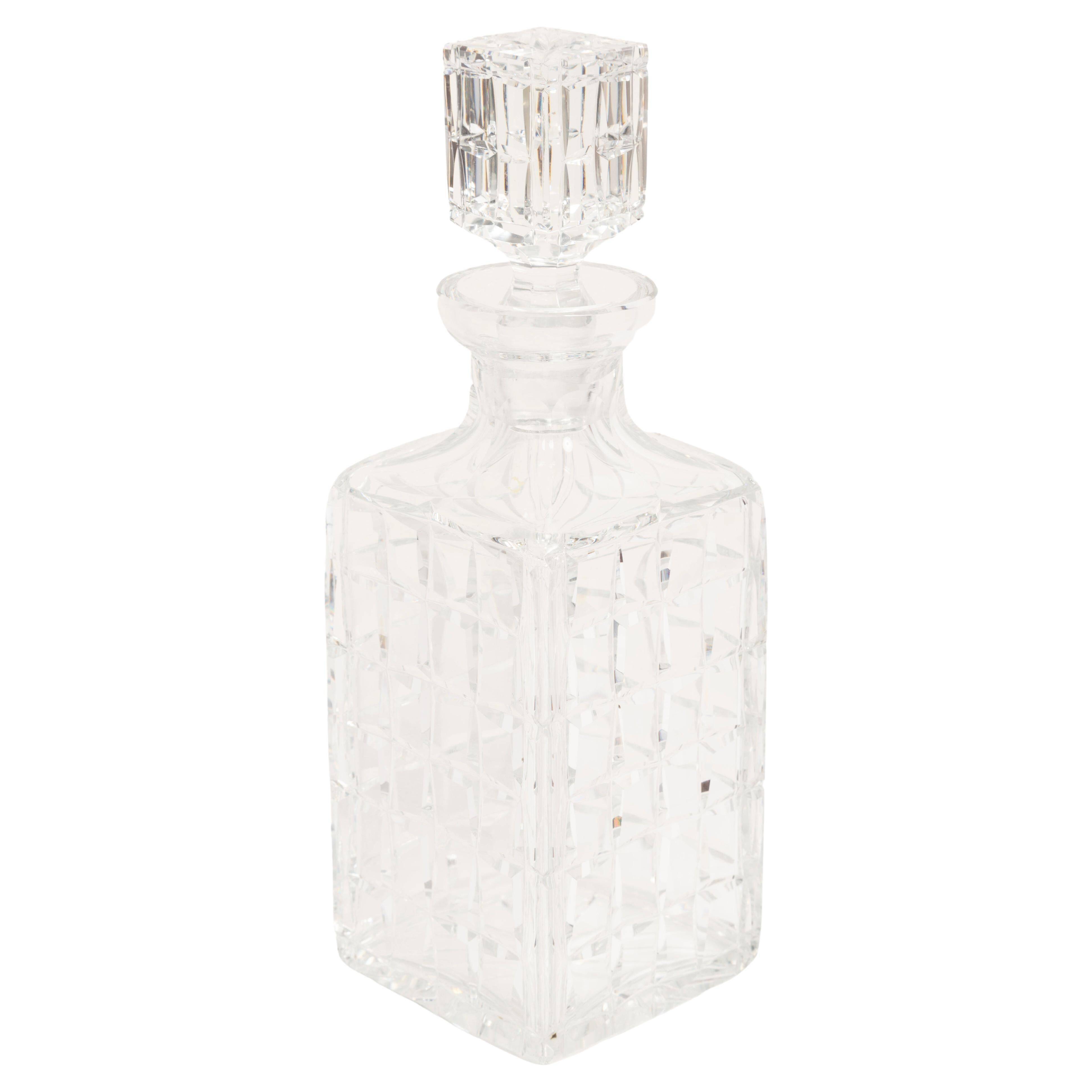Mid-Century Transparent Crystal Carafe with Stopper, Europe, 1960s