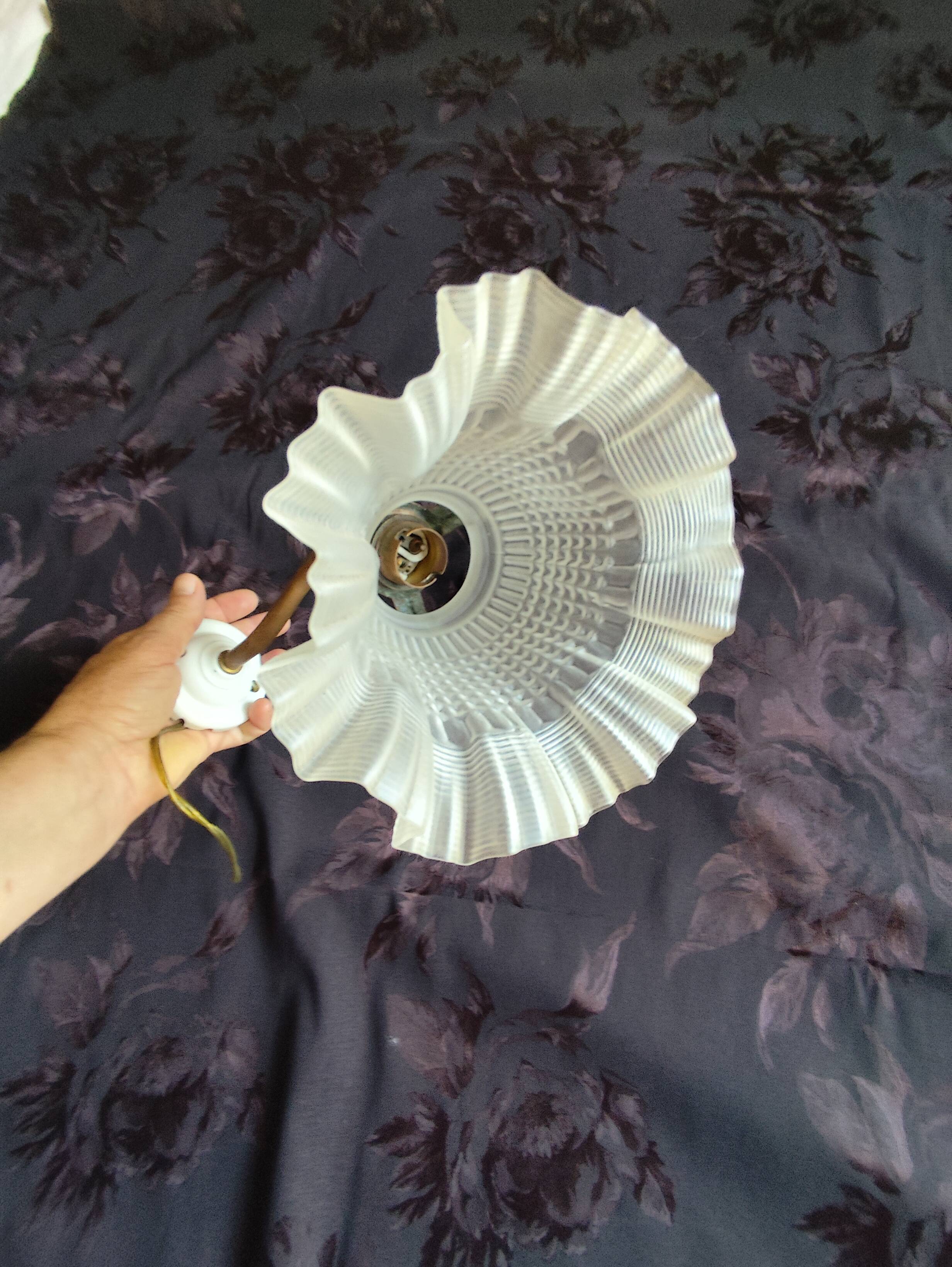 Swan neck and tulip glass wall light, porcelain lamp