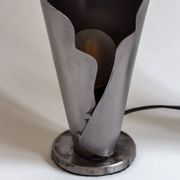 Pair of brushed steel lamps⎮60s, 70s